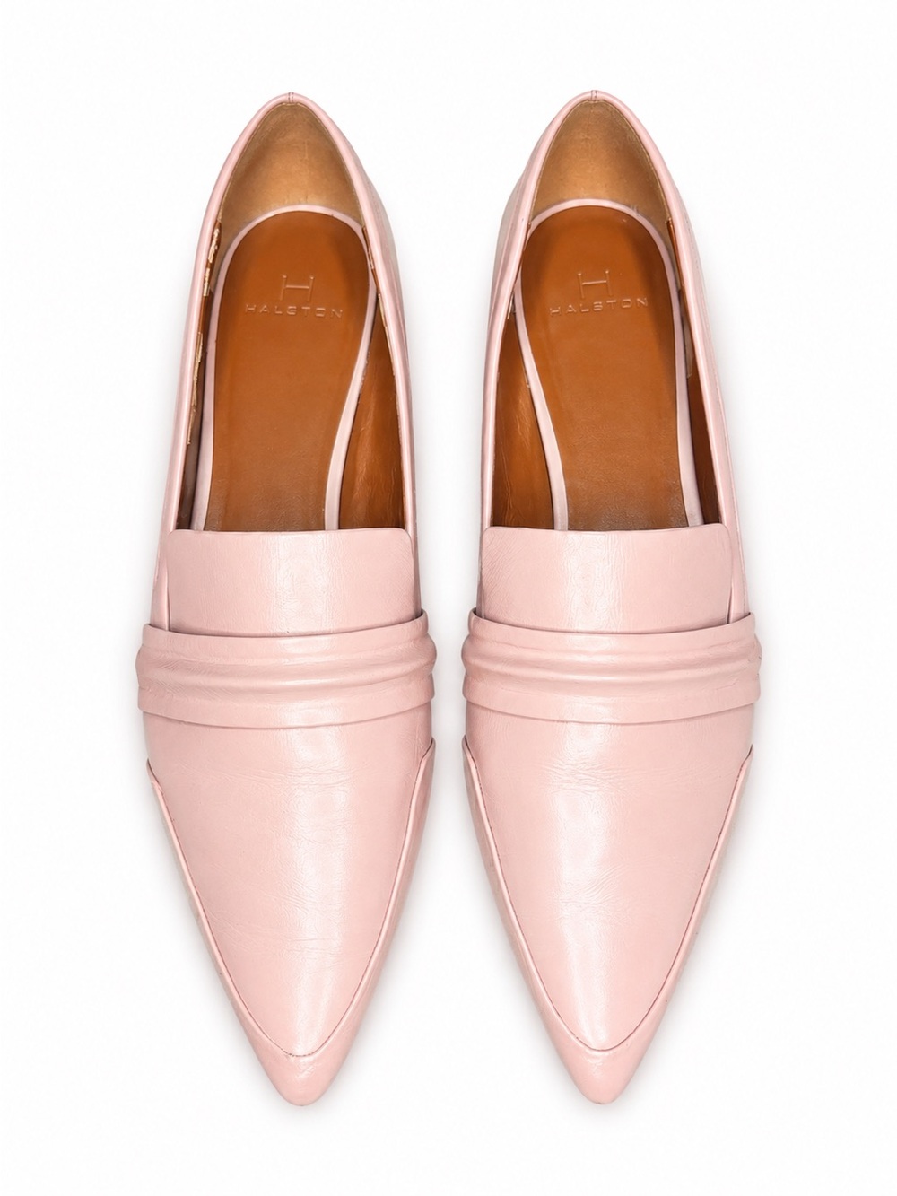 Halston Savannah Pointed Toe Pink Leather Loafers
